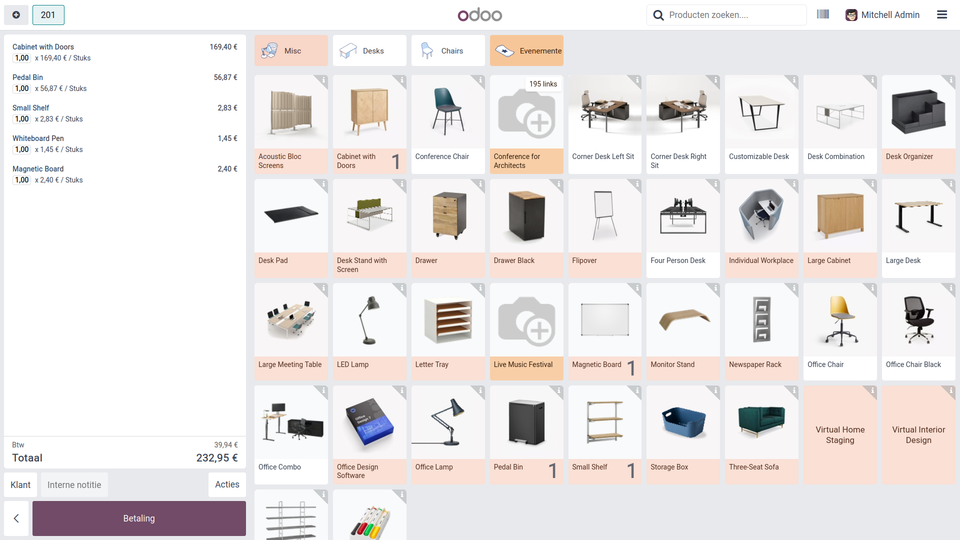 Start met het kassasysteem